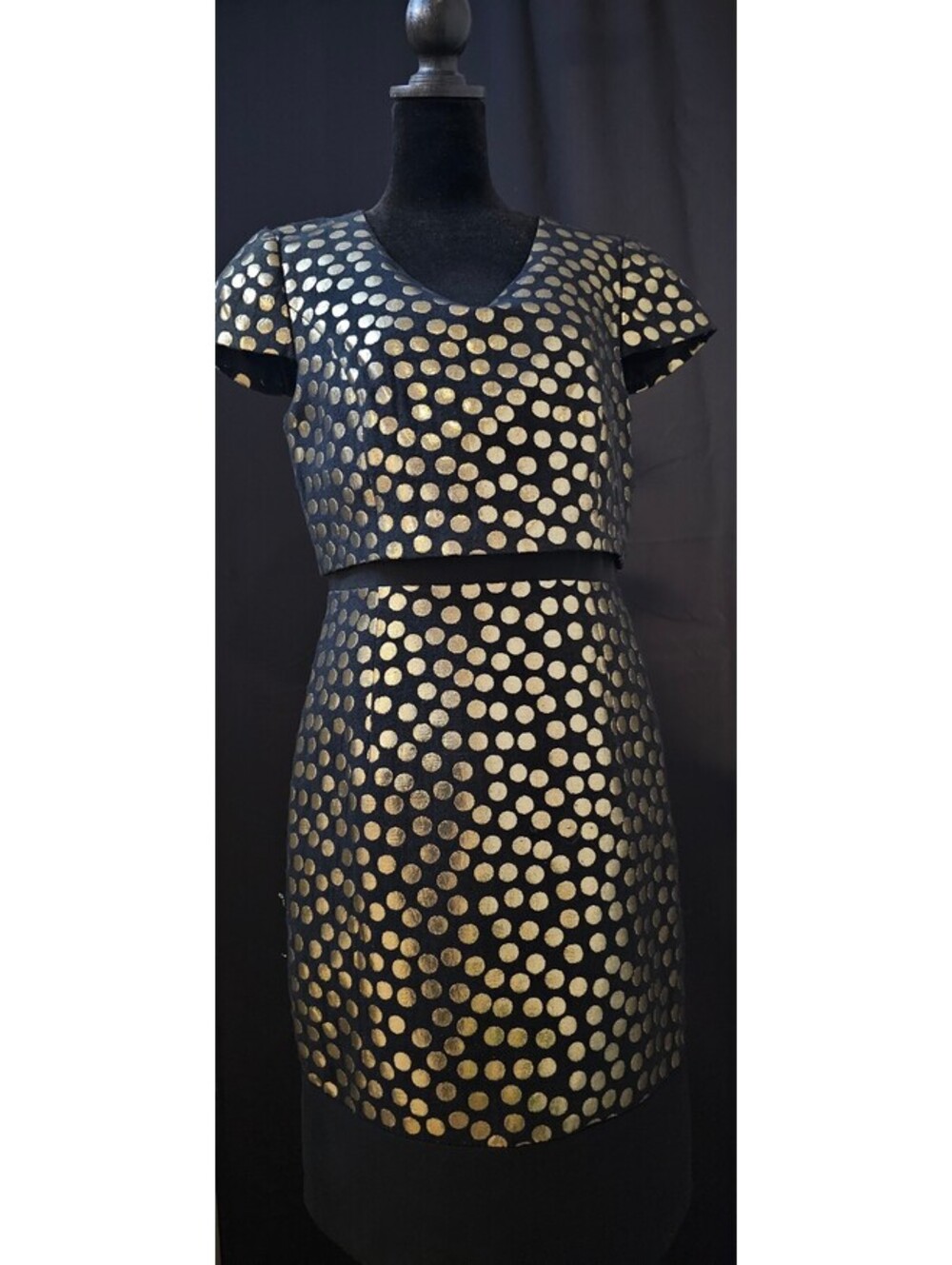 Kensie Dress Black & Gold Womens Size M Dots